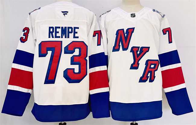 Men%27s New York Rangers #73 Matt Rempe White 2024-25 Stadium Series Stitched Jersey